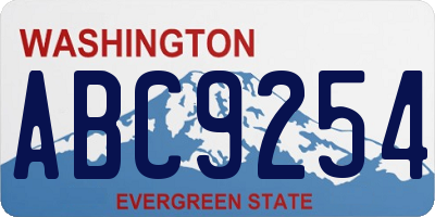 WA license plate ABC9254