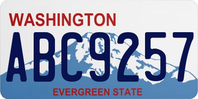 WA license plate ABC9257