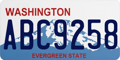 WA license plate ABC9258
