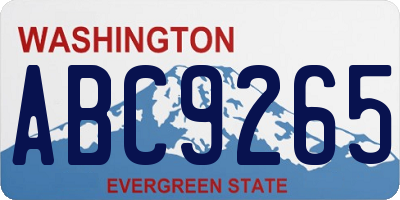 WA license plate ABC9265