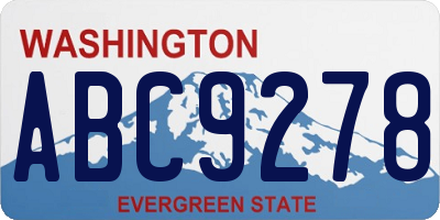 WA license plate ABC9278
