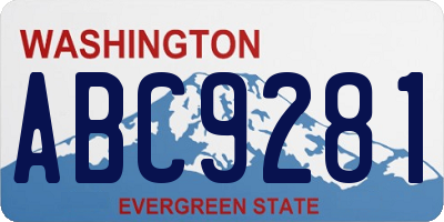 WA license plate ABC9281