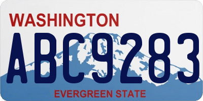 WA license plate ABC9283