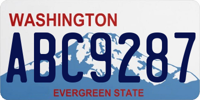 WA license plate ABC9287