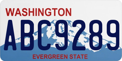 WA license plate ABC9289