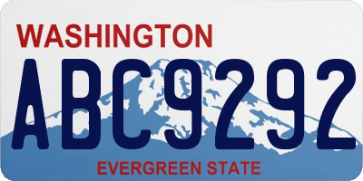 WA license plate ABC9292