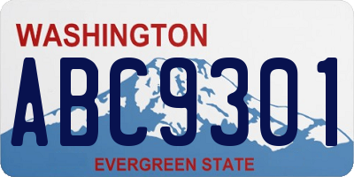 WA license plate ABC9301