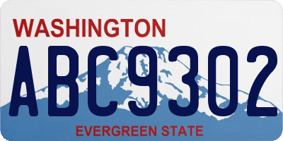 WA license plate ABC9302