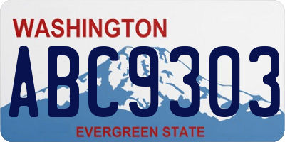 WA license plate ABC9303
