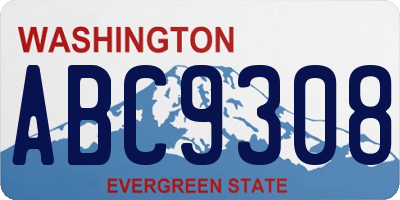 WA license plate ABC9308