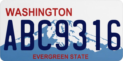 WA license plate ABC9316
