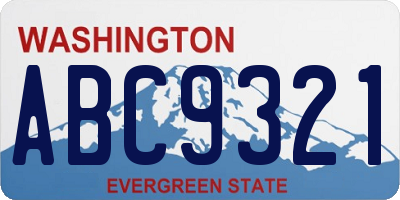 WA license plate ABC9321