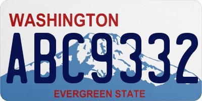 WA license plate ABC9332
