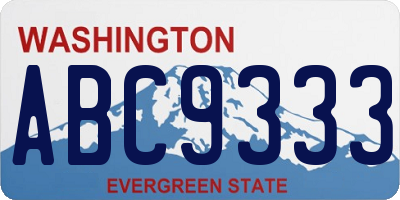 WA license plate ABC9333