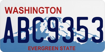 WA license plate ABC9353
