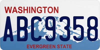 WA license plate ABC9358