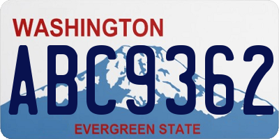 WA license plate ABC9362