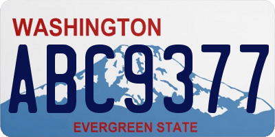 WA license plate ABC9377