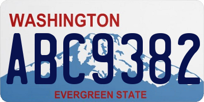 WA license plate ABC9382