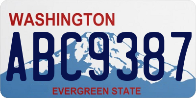 WA license plate ABC9387