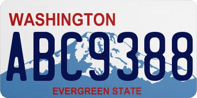WA license plate ABC9388