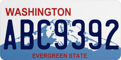 WA license plate ABC9392