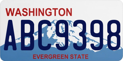 WA license plate ABC9398