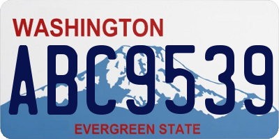 WA license plate ABC9539
