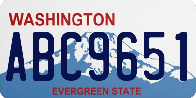 WA license plate ABC9651