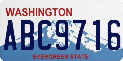 WA license plate ABC9716