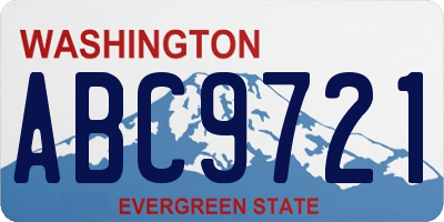 WA license plate ABC9721