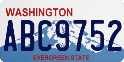 WA license plate ABC9752