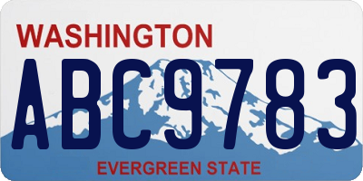WA license plate ABC9783