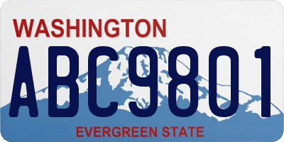 WA license plate ABC9801