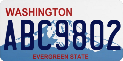 WA license plate ABC9802