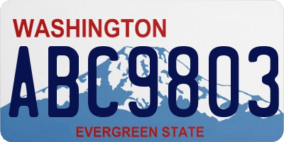 WA license plate ABC9803