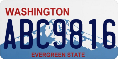 WA license plate ABC9816