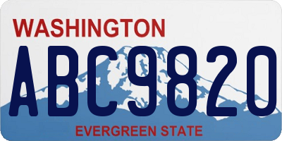 WA license plate ABC9820