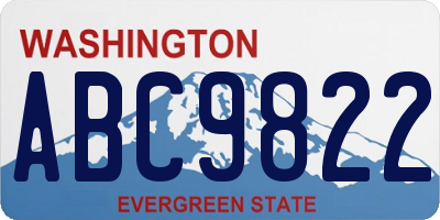 WA license plate ABC9822