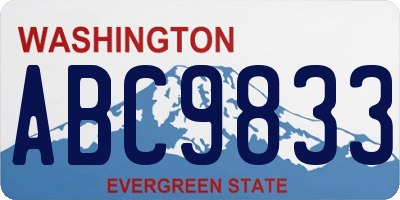 WA license plate ABC9833