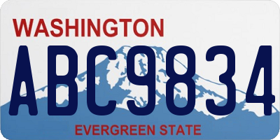 WA license plate ABC9834