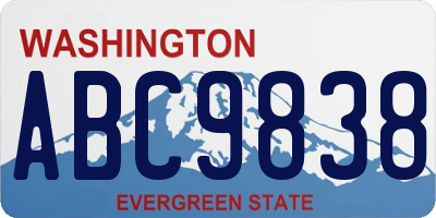 WA license plate ABC9838