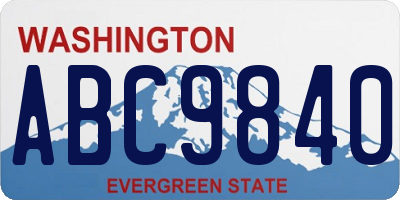 WA license plate ABC9840