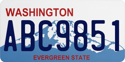 WA license plate ABC9851