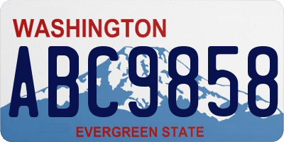 WA license plate ABC9858