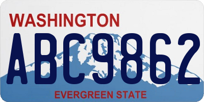 WA license plate ABC9862