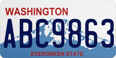 WA license plate ABC9863