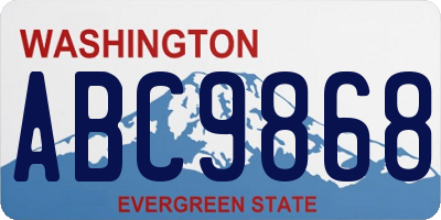 WA license plate ABC9868
