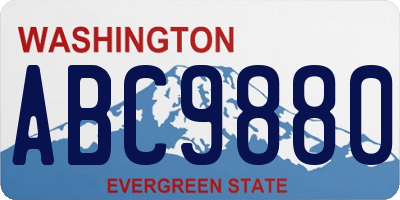 WA license plate ABC9880