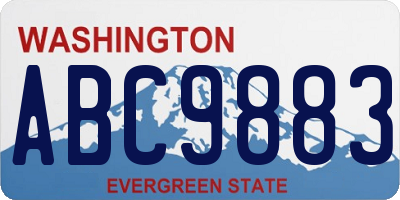 WA license plate ABC9883